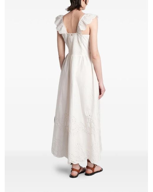 Antik Batik White Baby Broderie-Anglaise Ruffled Midi Dress