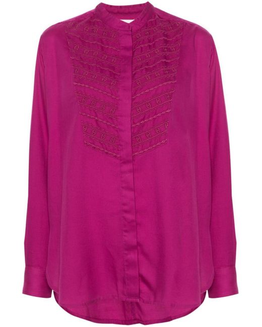Isabel Marant Pink Britten Embroidered-Detail Shirt