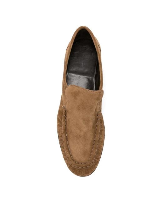 The Row Brown Ruched-Detail Loafers
