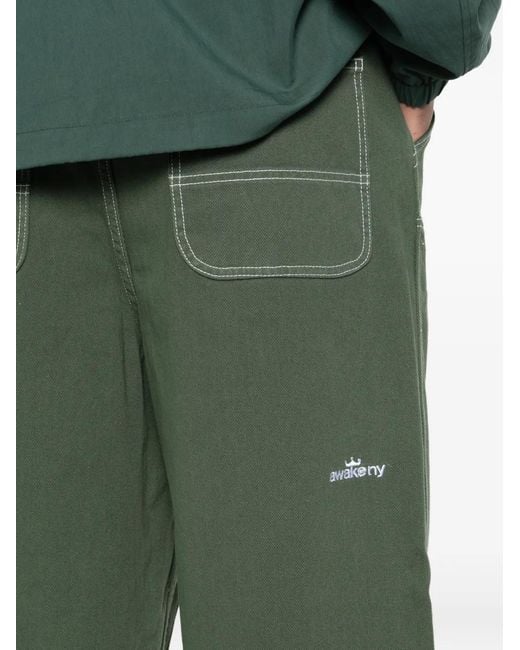 AWAKE NY Green Contrast-Stitching Bermuda Short for men