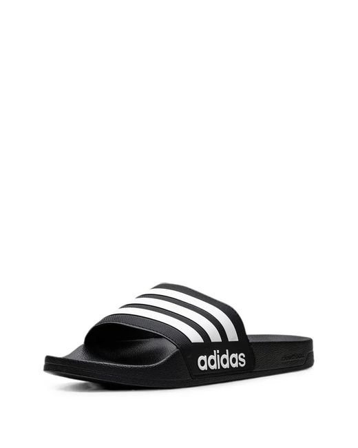 Adidas White Adilette Shower Three-Stripe Slides for men