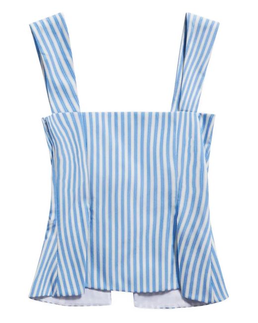 Area Blue Striped Grommet Corset Top