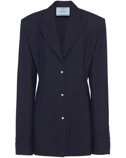 Prada Blue Single-breasted Pinstripe Jacket