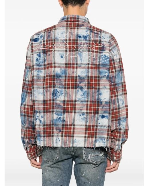 Purple Brand White Bleached-Effect Check-Pattern Shirt for men