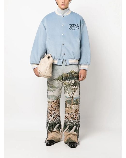 Gcds Blue Graffit-Logo Varsity Bomber Jacket