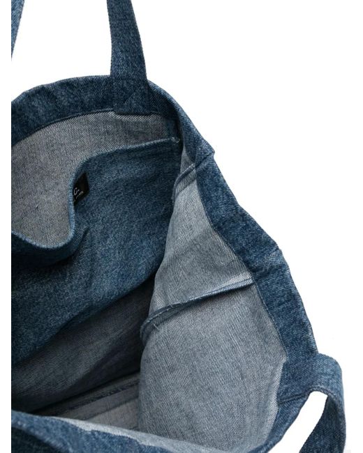 A.P.C. Blue Logo-Print Denim Tote Bag
