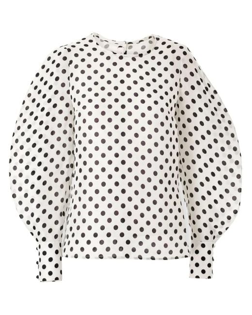 Carolina Herrera ポルカドット シルクブラウス White