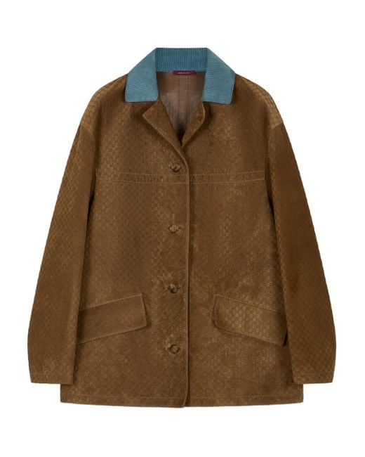 Gucci Suède Jas Met Gg-Patroon in het Brown