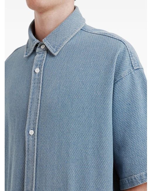 FIVE CM Blue Patch-Pocket Short-Sleeve Shirt for men