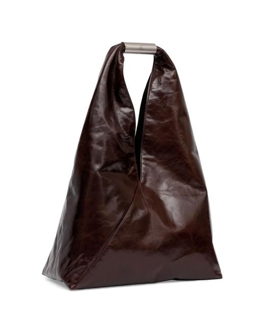 MM6 by Maison Margiela Brown Japanese Calf Leather Tote Bag