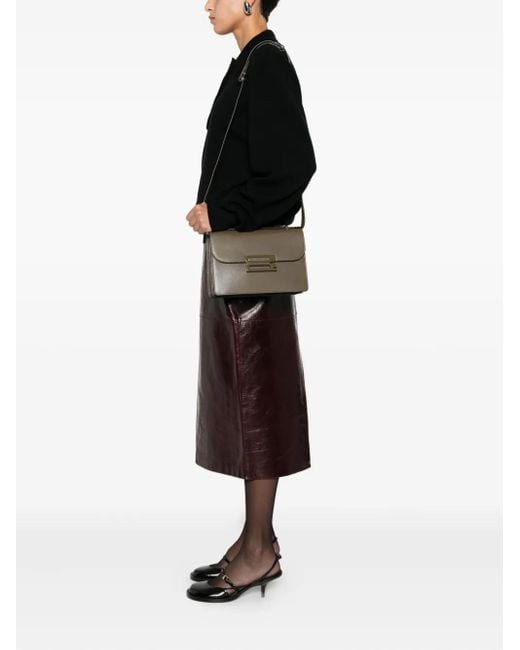 Victoria Beckham Metallic Top-Handle Leather Shoulder Bag