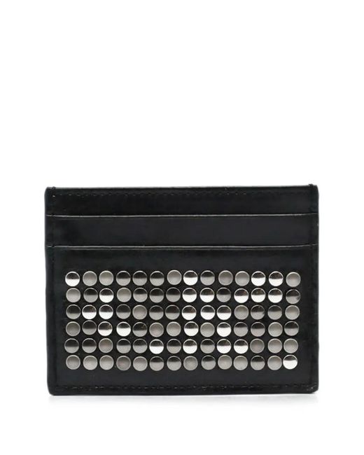 HTC Black Stud-Embellished Leather Card Holder for men