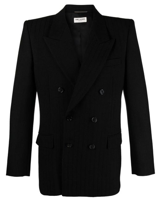 Saint Laurent Black Double-breasted Wool Blazer for men