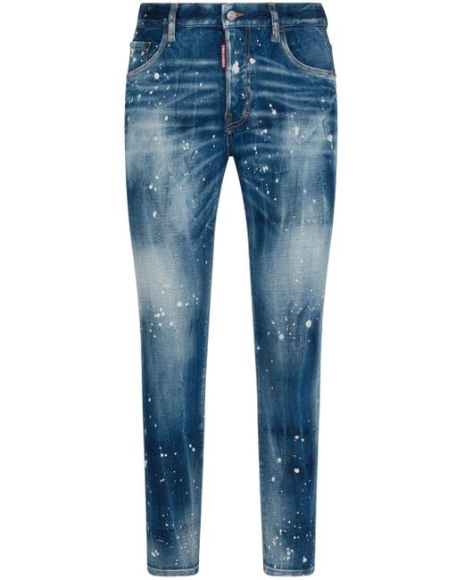 Jeans slim con stampa di DSquared² in Blue da Uomo