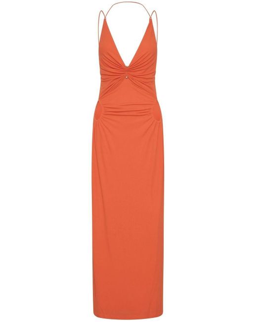 Dion Lee Orange Rivet Cut-out Maxi Dress