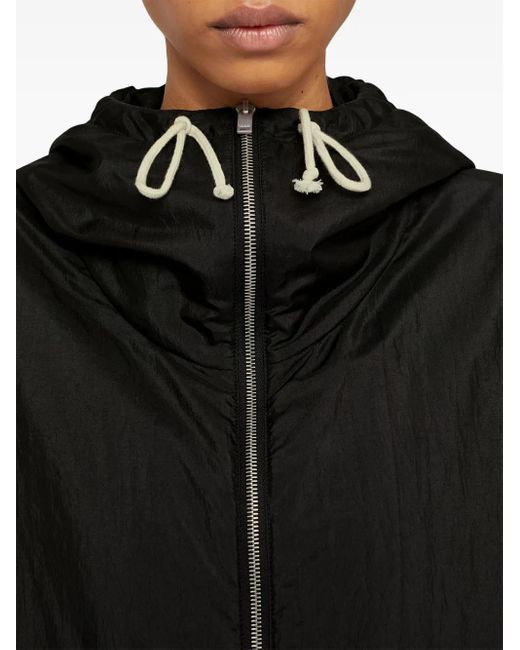 Jil Sander Black Crop Padded Jacket With Drawstring
