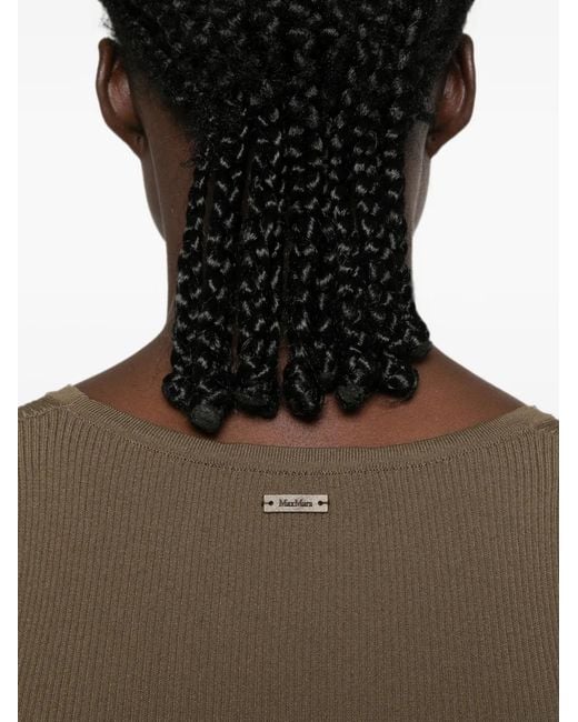Max Mara Brown Editta Ribbed-Knit Tank Top