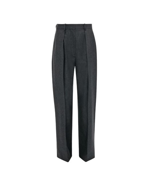 Victoria Beckham Black Pantalon Droit À Design Plissé