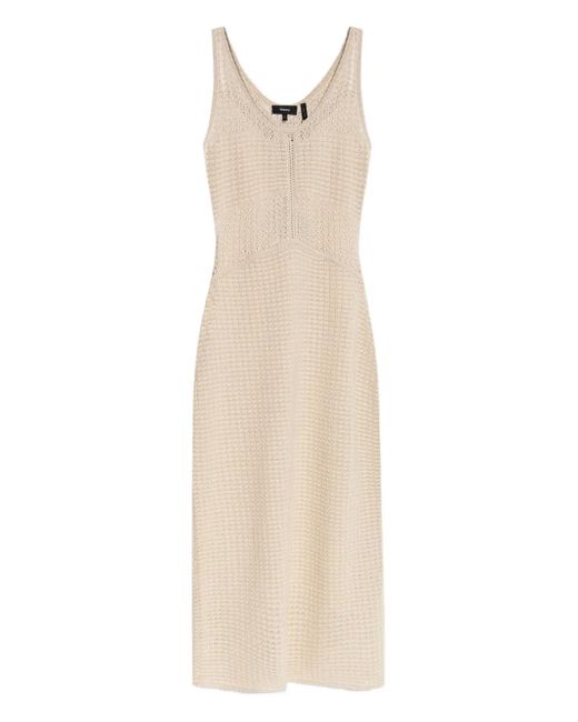Theory Natural Crochet-Knit Midi Dress