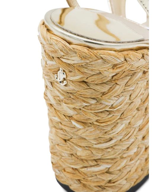 Jimmy Choo Natural Ayla Metallic-Straps Heeled Espadrilles
