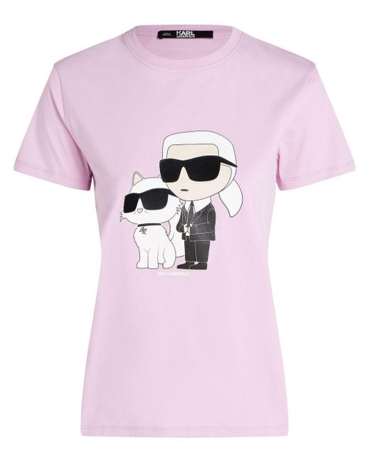 Karl Lagerfeld T-shirt Met Print in het Pink