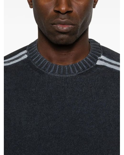 C P Company Black Cotton Chenille Double Dyed Crewneck Sweater for men