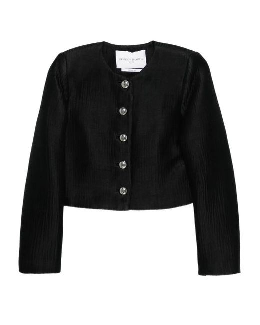 Brandon Maxwell Black Single-Breasted Button-Front Jacket