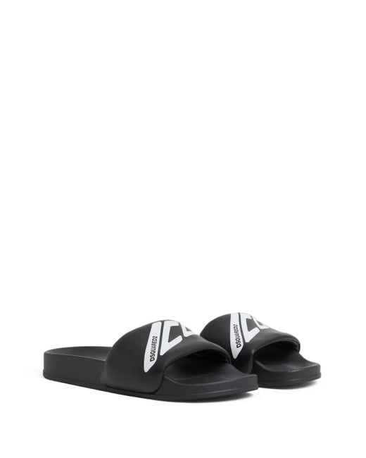 DSquared² Black Logo-Print Slides