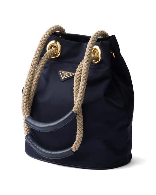 Prada Blue Small Mariner Bucket Bag