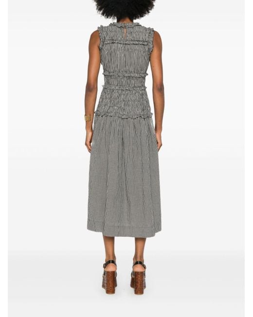 Doen Mallory Gingham Check Dress in Grey | Lyst UK