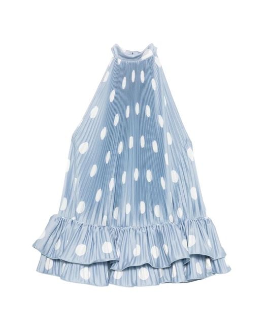 L'idée Blue Robe Courte Soleil Plissée À Pois