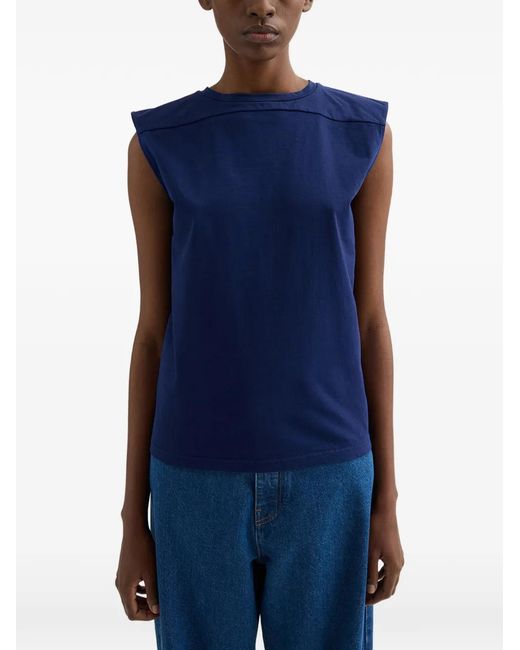 Jil Sander Blue Triangle Cut-Out Top