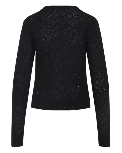 Fabiana Filippi Black Sparkle-Knit Button-Up Cardigan