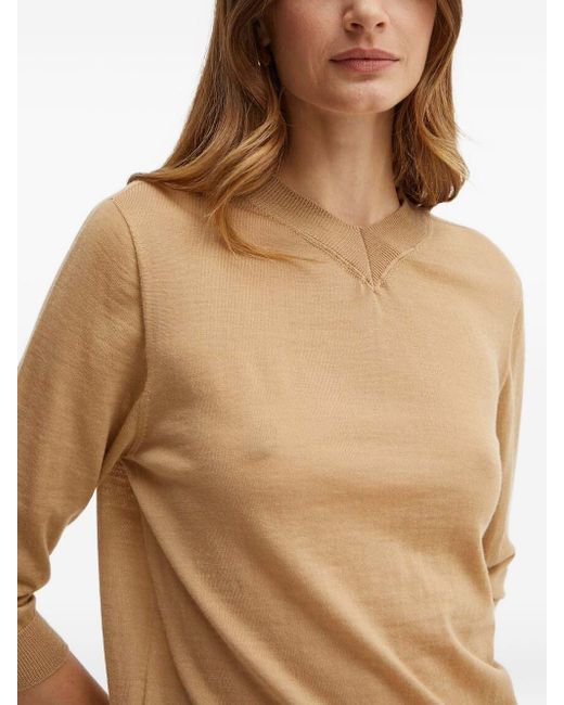 Liviana Conti White V-Neck Back-Stitch Sweater