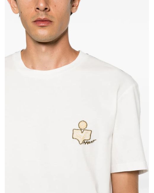 Isabel Marant White Logo-Embroidered T-Shirt for men
