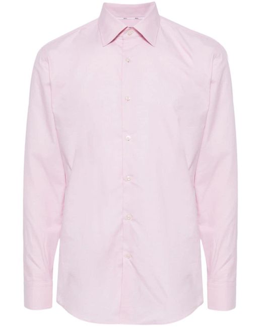 Boss Pink Classic-collar Cotton Shirt for men