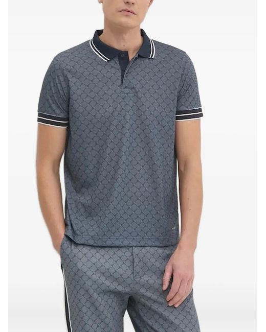 Joop! Blue Talon Cornflower Patterned Tipped Polo Shirt for men