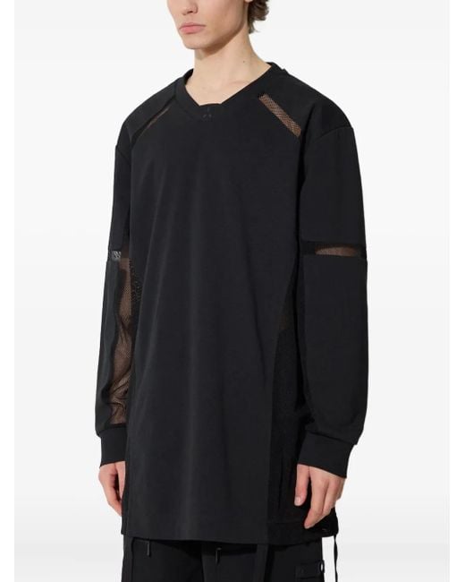 A.A.Spectrum光谱 Black Mesh-Panel Long-Sleeve T-Shirt for men