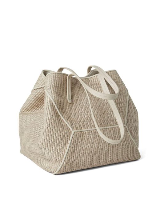 Brunello Cucinelli Natural Monili-embellished Raffia Tote Bag