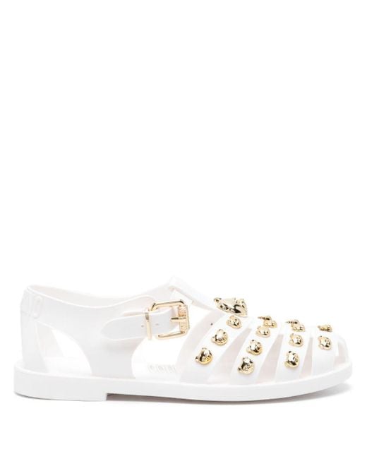 Moschino White Teddy Bear-studded Sandals