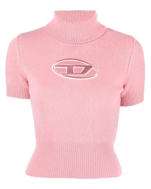 DIESEL Pink M-argaret Logo-embroidered Sweater