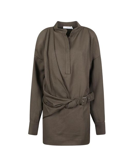 IRO Brown Belted Draped Dress