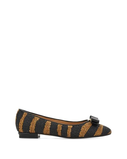 Ferragamo Black Varina Ballet Flats
