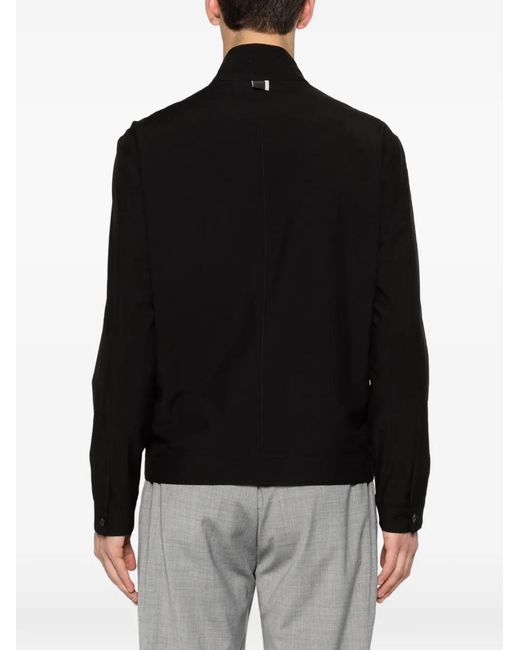 Low Brand Black High-Neck Button-Up Jacket for men