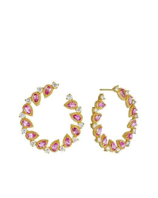 Tanya Farah Metallic 18K Hoop Multi-Stone Earrings
