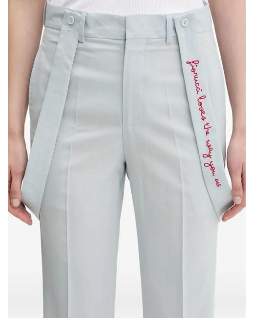 Fiorucci White Embroidered Suspender Trousers