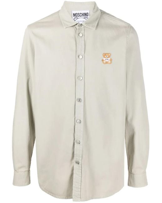 Moschino White Teddy Bear-Motif Cotton Shirt for men