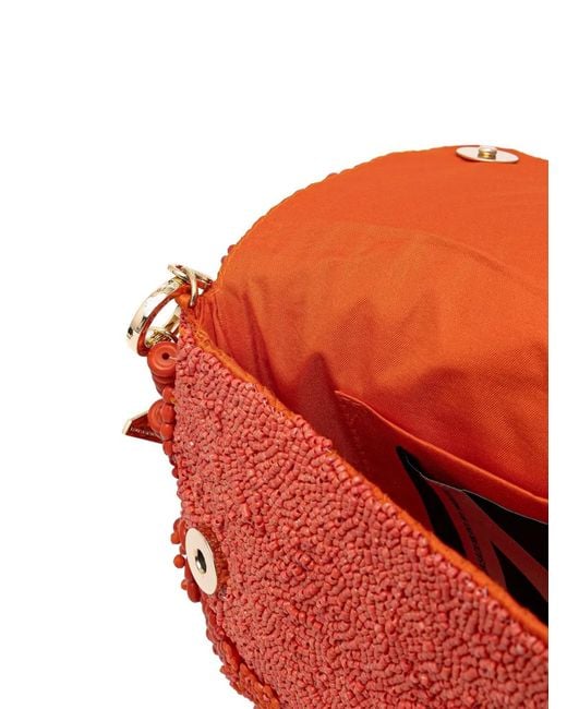Lola Casademunt Red Bead-Embellished Shoulder Bag