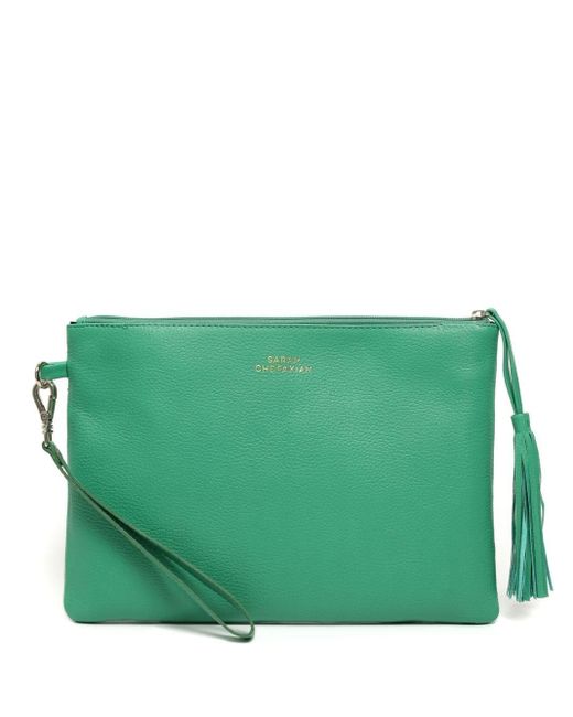 Sarah Chofakian Green Gal Leather Clutch Bag