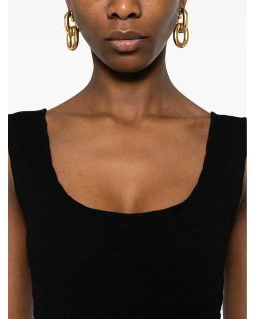 Emporio Armani Black Ribbed Sleeveless Midi Dress